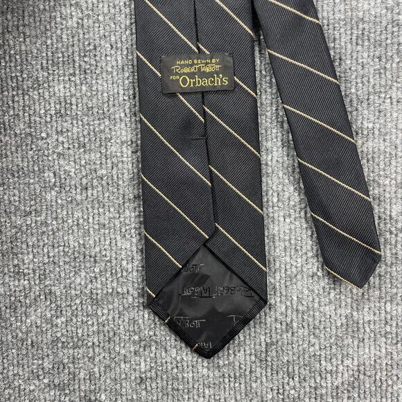 Robert Talbott REPP Tie 3" X 57" Black/Gold Striped Slim Hand Sewn 100% Silk - Picture 4 of 10